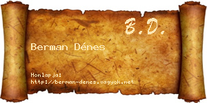 Berman Dénes névjegykártya